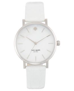 kate spade new york Watch, Womens Metro White Croc Embossed Leather