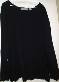 Liz Claiborne Classic Black Soft Long Sleeve Knit Top Shirt 3X