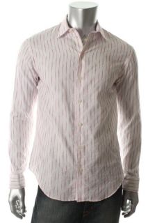 Armani New White Striped Long Sleeves Point Collar Button Down Shirt M