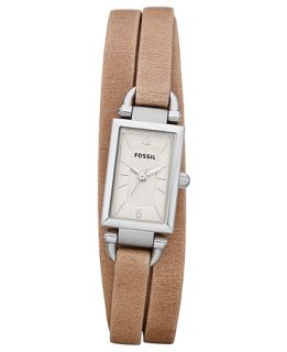 Fossil Watch, Womens Delany Sand Leather Triple Wrap Strap 23x16mm