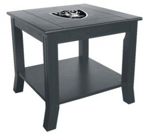 Raiders Side Table Wood End Table Black NFL Logo Night Stand