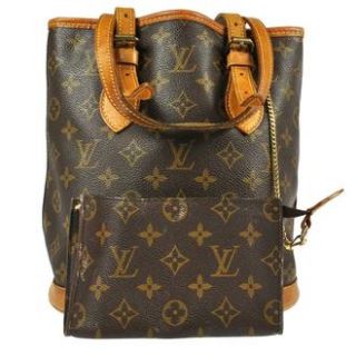 Auth Louis Vuitton Bucket PM Shoulder Tote Bag Monogram Canvas M42224