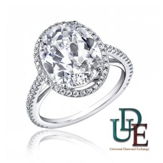 EGL Certified Diamond Engagement Ring 2.25 Ct Oval Shape Halo Design