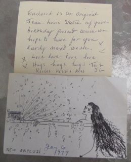Loretta Young Estate Letter from Maggy Louis Jean Louis Drawing