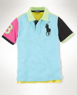 Lauren Kids Shirt, Boys Colorblock Mesh Polo   Kids Boys 8 20