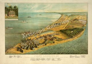1864 Map Point Lookout Maryland Civil War Prison 17x24