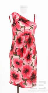 Love Moschino Pink Green Floral Silk Draped Shoulder Dress Size 2 New