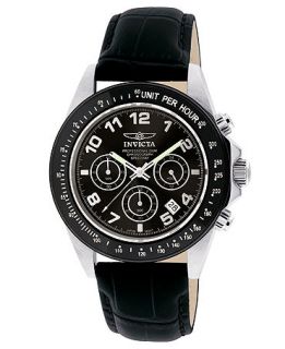 Invicta Watch, Mens Chronograph Speedway Black Leather Strap 43mm