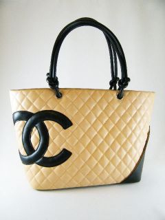 Gorgeous Authentic Jumbo Chanel Beige Cambon Bag Tote