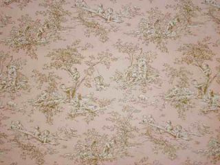 Pink Brown Blush Central Park Decorator Cherub Nursery Toile Fabric