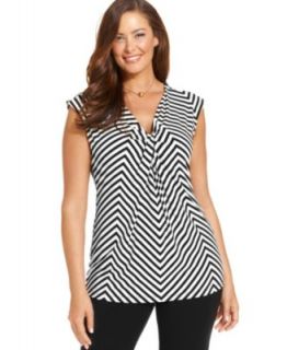 INC International Concepts Plus Size Top, Sleeveless Ruched Cowl Neck