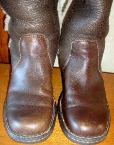 Born Lucile Tall Brown Leather Nubuck Shearling Boots Womens 38 7 M W