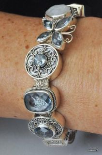 925 Sterling Silver Gemstone LORI BONN Charm Bracelet BLUE JEAN BABY