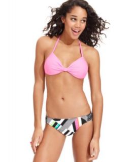 Hula Honey Swimsuit, Halter Push Up Bikini Top & Reversible Printed