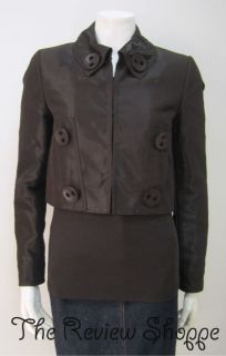 Luisa Cerano 2 Piece Jacket and Long Sleeve Shirt Set Dark Brown Size