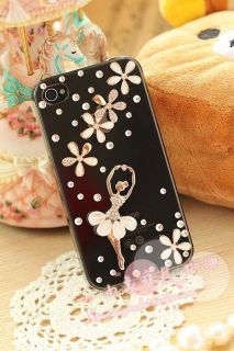 Handmade Sweet Diamond Dancing Girl Luckey Leaf Case Cover for IPHONE5