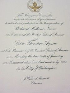 Desi Arnaz President Nixon Agnew Inauguration Invitation 1969 Orig