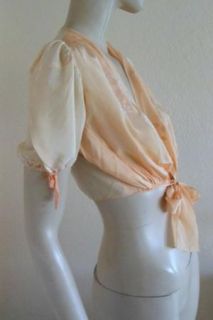 Vintage 30s Peach Silk Bed Jacket s M