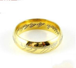Fashion Nice LOTR Mens 18K Gold GP Band Wedding Ring Width 6mm Size