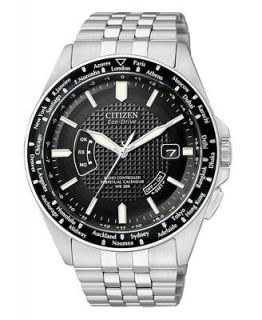 Citizen Watch, Mens Eco Drive World Time Stainless Steel Bracelet
