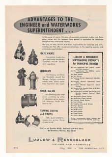 1960 Ludlow Rensselaer Valves Fire Hydrants Print Ad