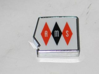 Vintage AMS Logo Advertising Lufkin Pocket Tape Measure Old Chrome Art