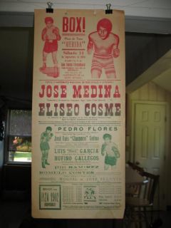 1974 Jose Medina vs Eliseo Cosme Vintage on Site Boxing Poster Mexico