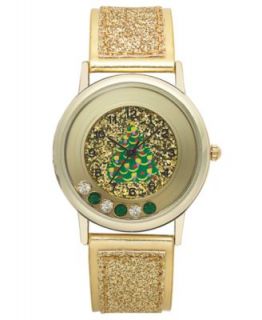 Charter Club Watch, Womens Gold tone Glitter Polyurethane Strap 33mm