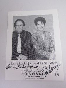 Festival Comedy Jamestown signed card LUCIE ARNAZ, LARRY LUCKINBILL