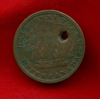 1820 Sailboat Upper Canada Commercial Change 1 2 Half Penny Coin Token