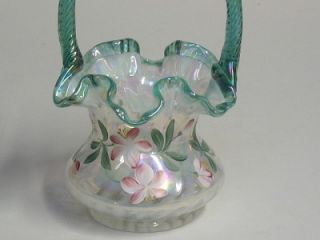 Family Signed Fenton Art Glass 90th Anniversary Opalescent Basket