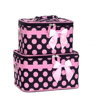Piece Polka Dot Rolling Luggage Set Black Pink