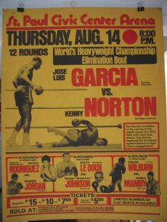 1975 Ken Norton vs Jose Luis Garcia Vintage on Site Boxing Poster St