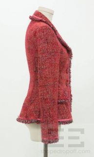 Luisa Beccaria Red Silver Woven Fringe Jacket Size 38