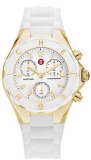 Michele Tahitian Jelly Bean Gold Plated Chronograph White Rubber