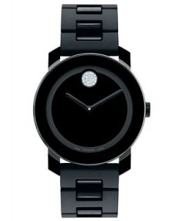 Movado Watch, Swiss Bold Medium Black Polyurethane Bracelet 36mm