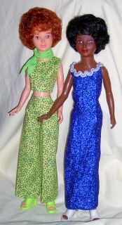 Ideal AA and Caucasian Magic Hair Crissy Dolls in Custom Outfits