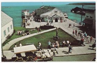 MACKINAC ISLAND MI ~ BOAT DOCK SCENE ~UNION TERMINAL PIERS~ 1965 old