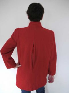 Vtg 80s Wool 3 4 Mackintosh Swing Pea Coat Jacket Red 4