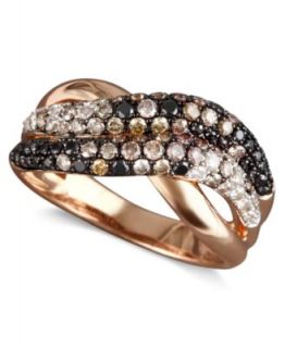EFFY Collection 14k Rose Gold Ring, Black, Champagne and White Diamond