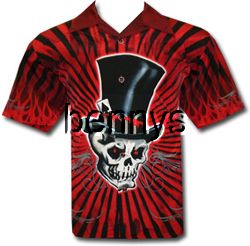 New Mad Hatter Skull Biker Shirt Dragonfly XL