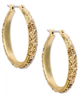 Vince Camuto Earrings, Gold Tone Crystal Zig Zag Open Hoop Earrings