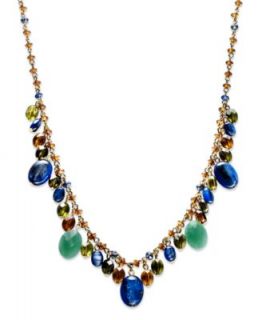 Lauren Ralph Lauren Necklace, Gold and Turquoise Beaded Long Chain