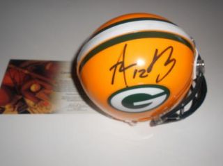 Autographed Global Authentics Inc Aaron Rodgers Signed Mini Helmet