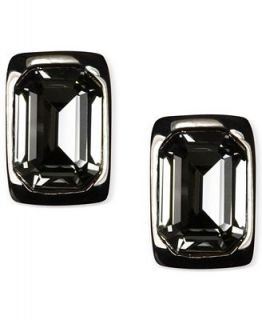 Givenchy Earrings, Light Hematite Black Diamond Stone Button Earrings