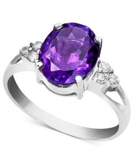 14k White Gold Ring, Amethyst (2 1/3 ct. t.w.) and Diamond Accent Oval