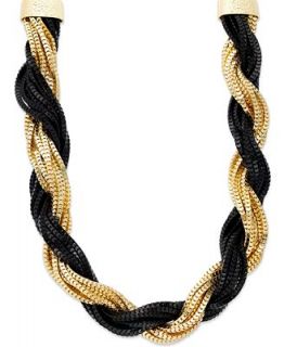 INC International Concepts Necklace, 14k Gold Plated Black Tone