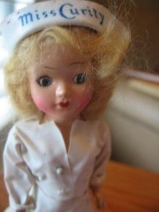 Vintage 7 Miss Curity Nurse Doll Blonde Mohair Sleep Eyes Metal