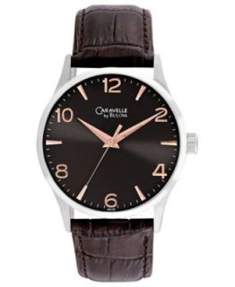Caravelle by Bulova Watch, Mens Dark Brown Leather Strap 40mm 43A105