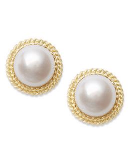 Pearl Earrings, 14k Gold Cultured Freshwater Pearl Stud Earrings (9 1